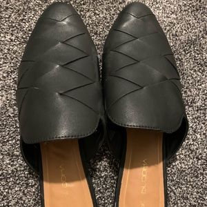 Black Pleather Woven Mule NWOT